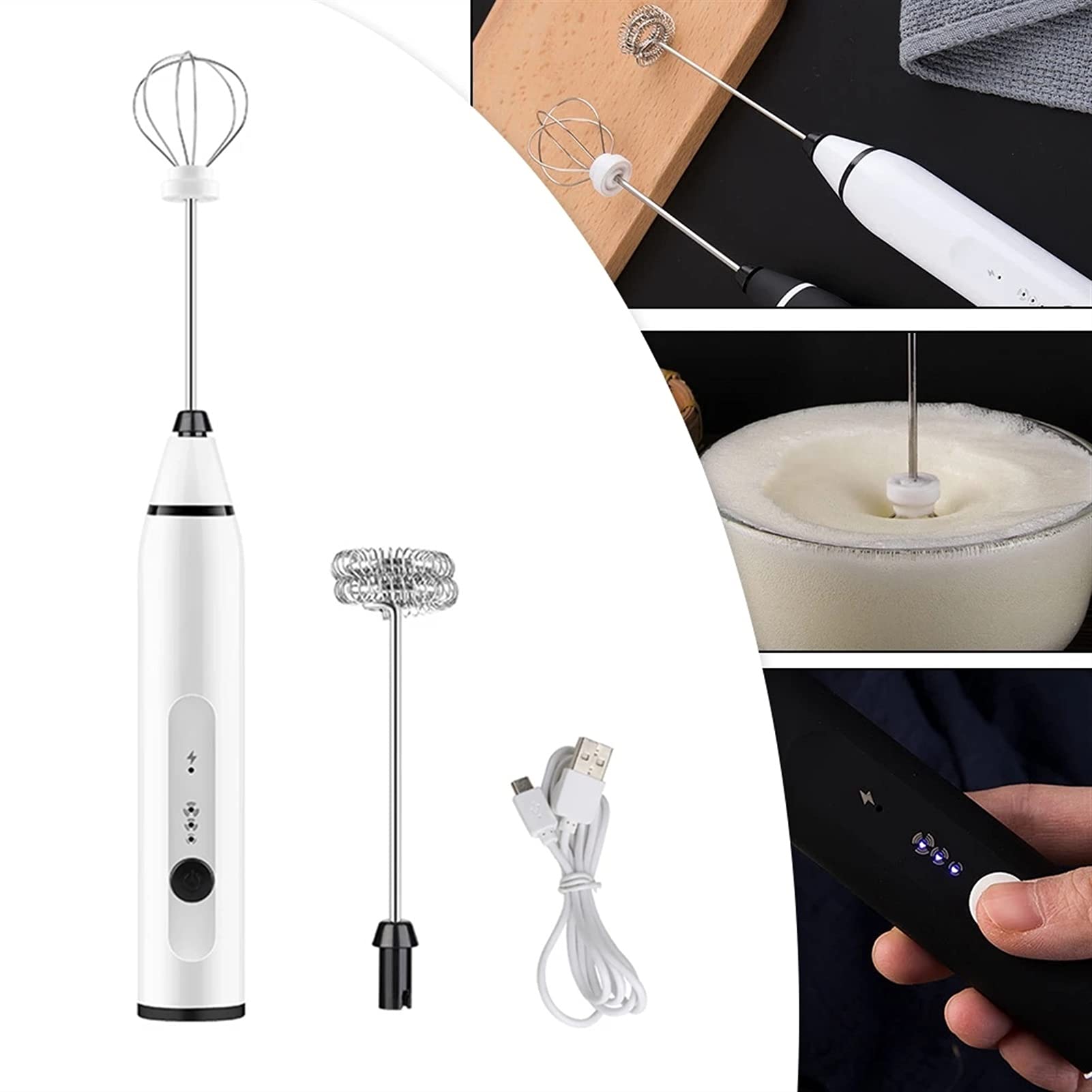Frullino Per Le Uova Elettrico, Montalatte Schiuma Latte Bevanda Per Caffè Frusta Mixer USB Ricaricabile Mini Manico Agitatore Utensile Da Cucina Per Cucina, Batteria Incorporata Da 1200 MAh