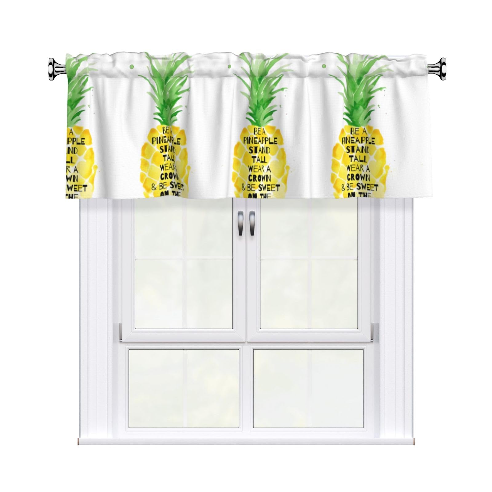 WHJDPP Be a pineapple Prints Charming Kitchen Window Cover – 54x18 Inch Peach Skin Valance with Decorative Print
