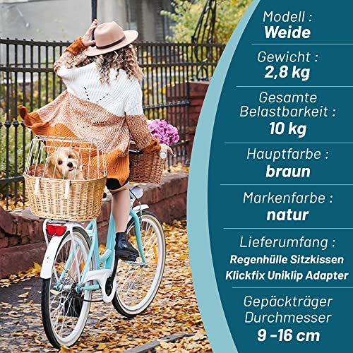 Pulp + KLICKfix Hundekorb Doggy Basket für alle Gepäckträger geeignet - inkl. Kissen und Regenhaube