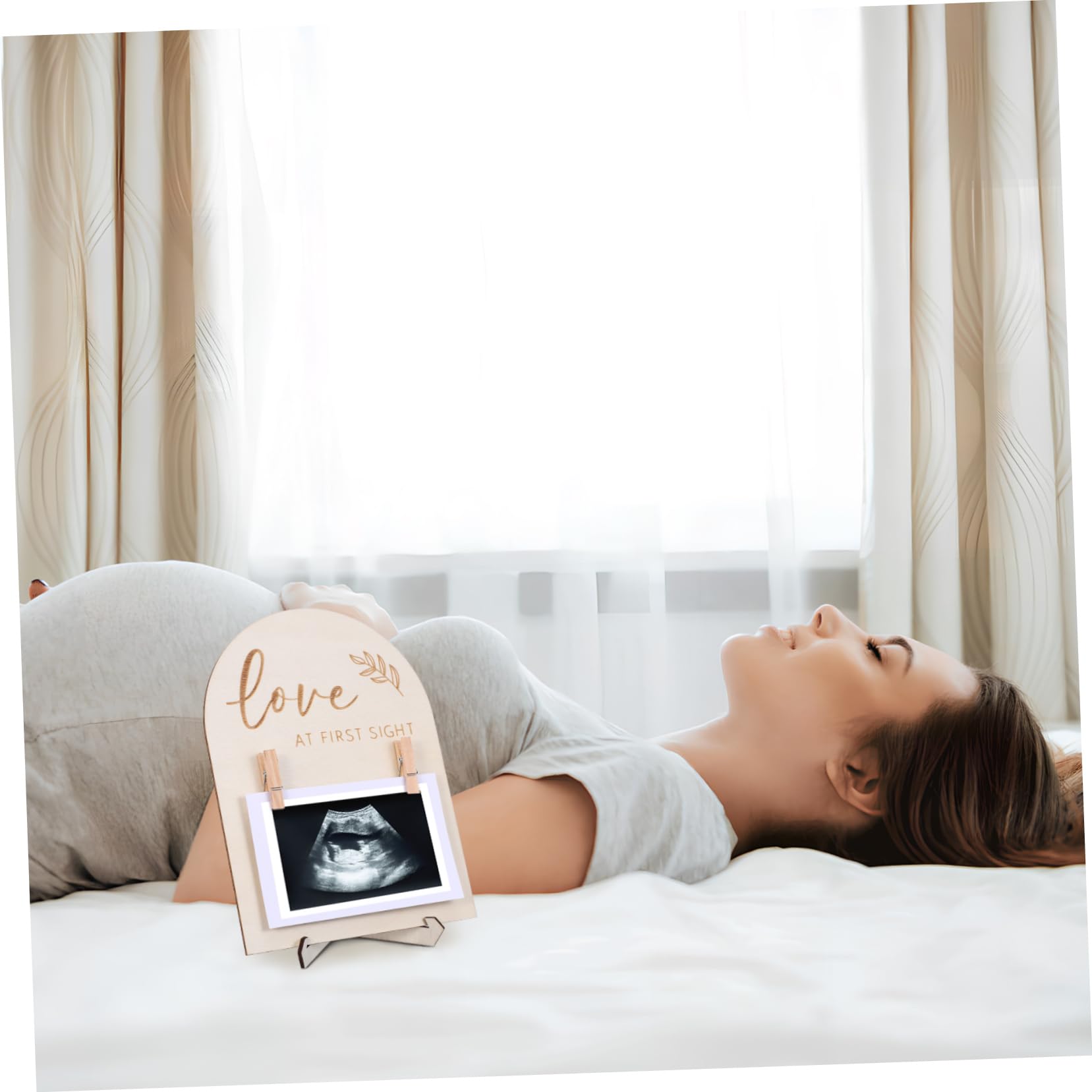 RORPOIR Wooden Sonogram Picture Frame for Room Decor Keepsake Frame Stand and Clip