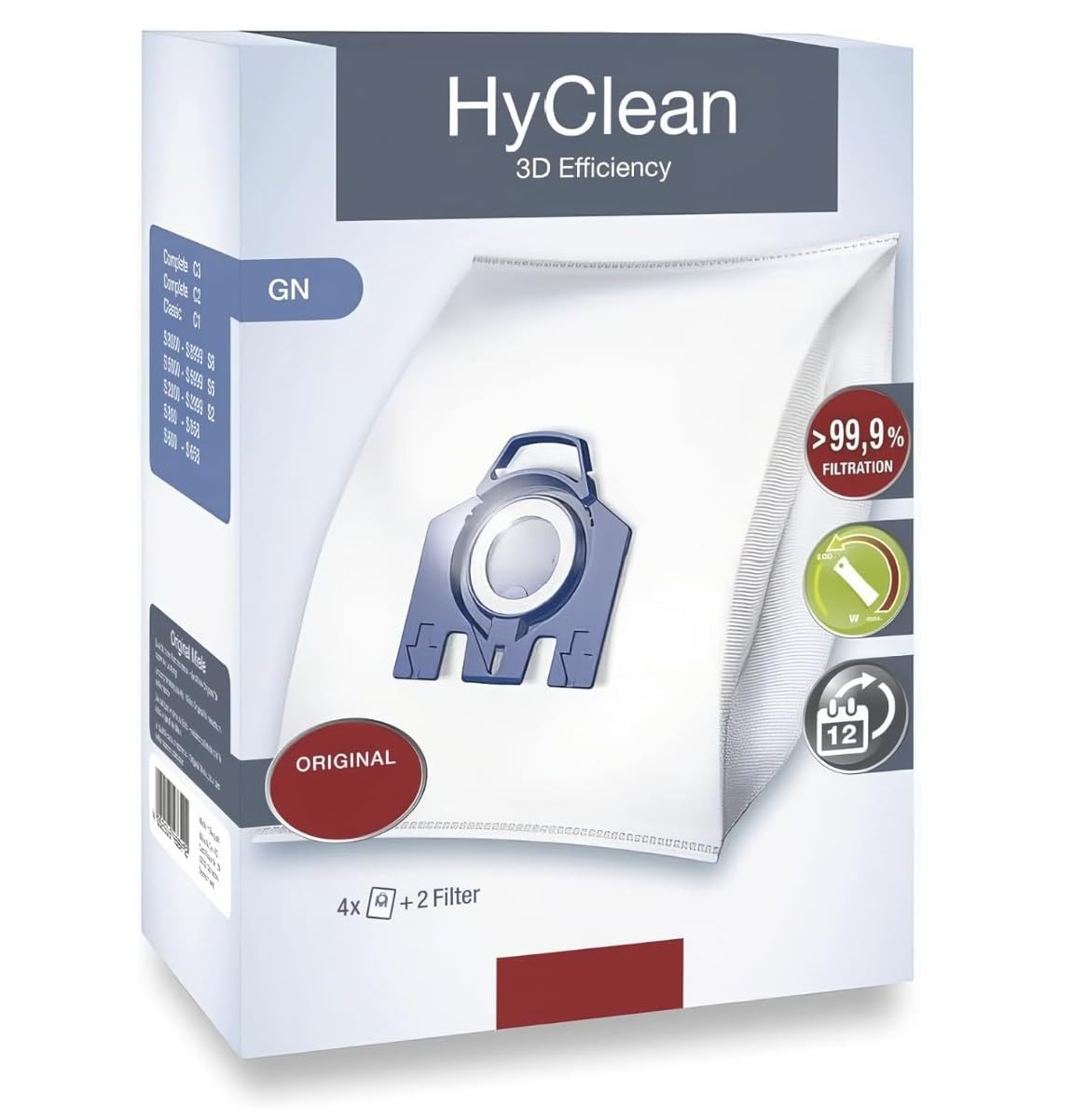 Compatible with Miele GN Vacuum Bags for Classic C1, Complete C1, C2, C3, S2, S5, S8, S227–S800. Hoover Bags Replacement. Includes 4 Bags and 2 Filters