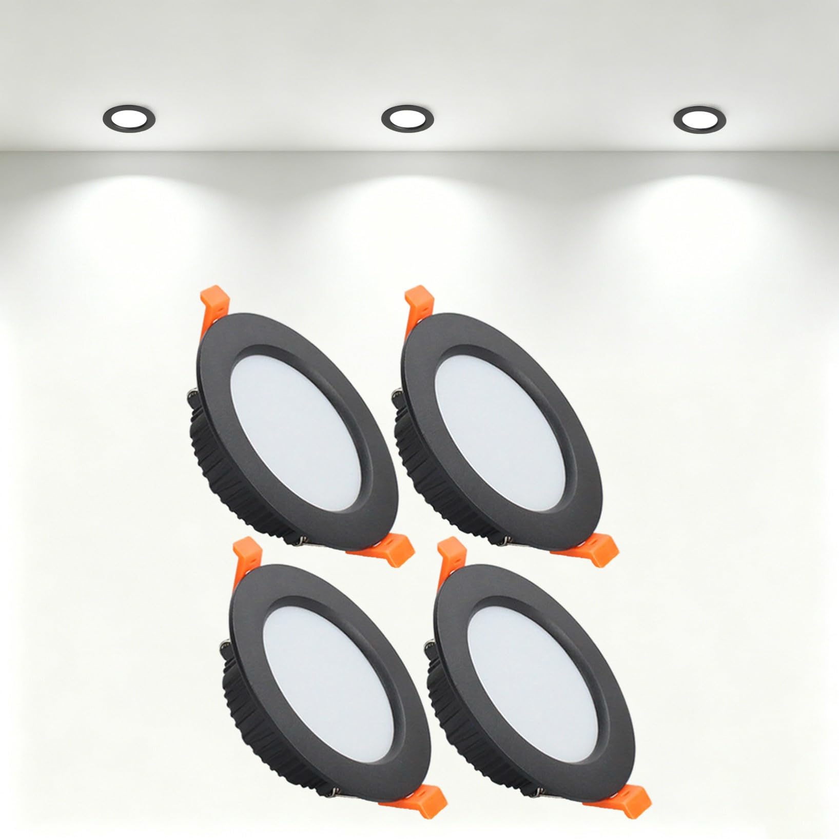 VOGHMOLD 5W Ultra Slim LED Downlight Recessed Ceiling Light 2.5 inch, 6000K Spot Lights Black Aluminum Trim, Cut Φ70-75mm, AC110-240V Panel Lighting for Office Hallway Closet, 4 Pack