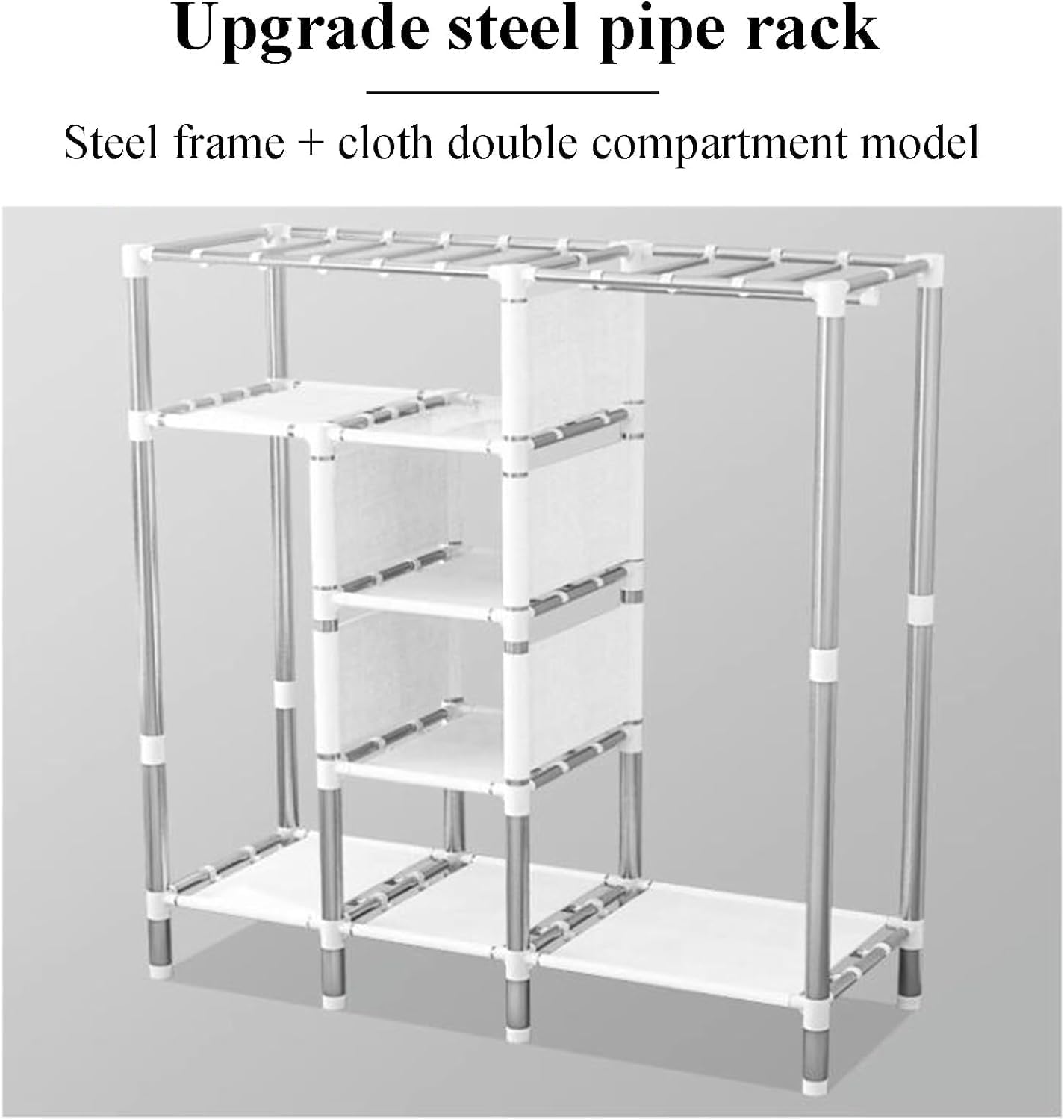 Portable Wardrobe Closet Steel Frame Closets for Bedroom Clothes Closet Saves Space Large Closet Easy to Assemble Closet, 143cm/56.3in(D)