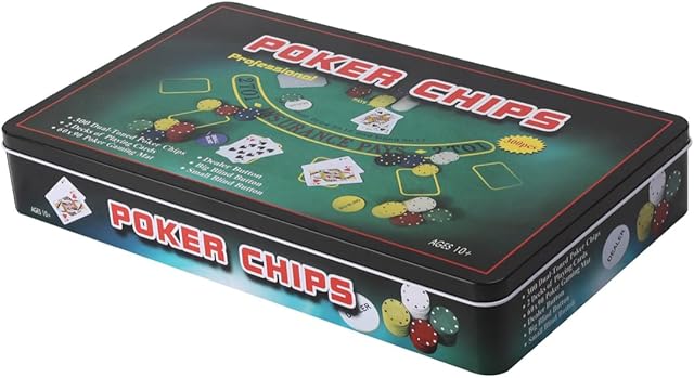 ADEPTNA Professional Casino Style Texas Hold'em 300 Piece Dual Toned Poker Chips and Blackjack Game Play Set with Blackjack playing mat Chips Chip Deck Playing Cards with Tin Gift Storage Box