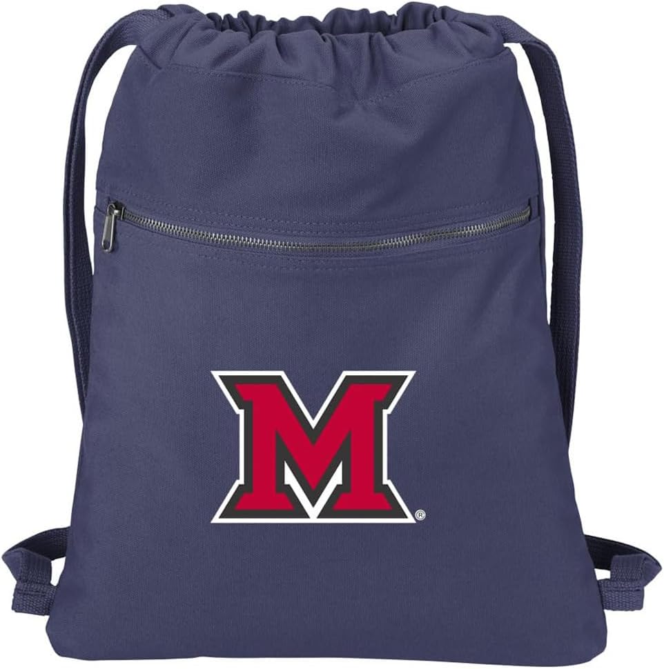 Broad Bay Miami University Drawstring Backpack RICH CANVAS Miami RedHawks Cinch Bag (Red)