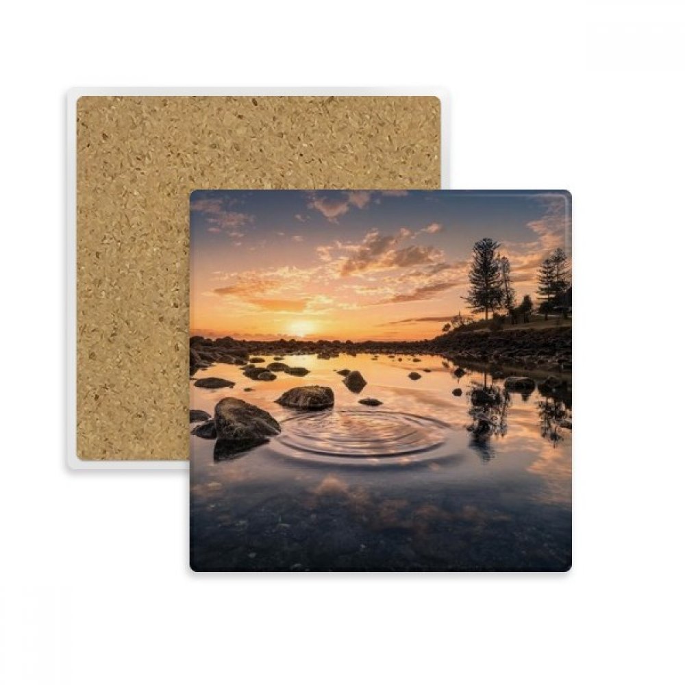 Coaster Carré en Pierre Absorbante Anti Tache d'Eau pour Tasse et Verre
