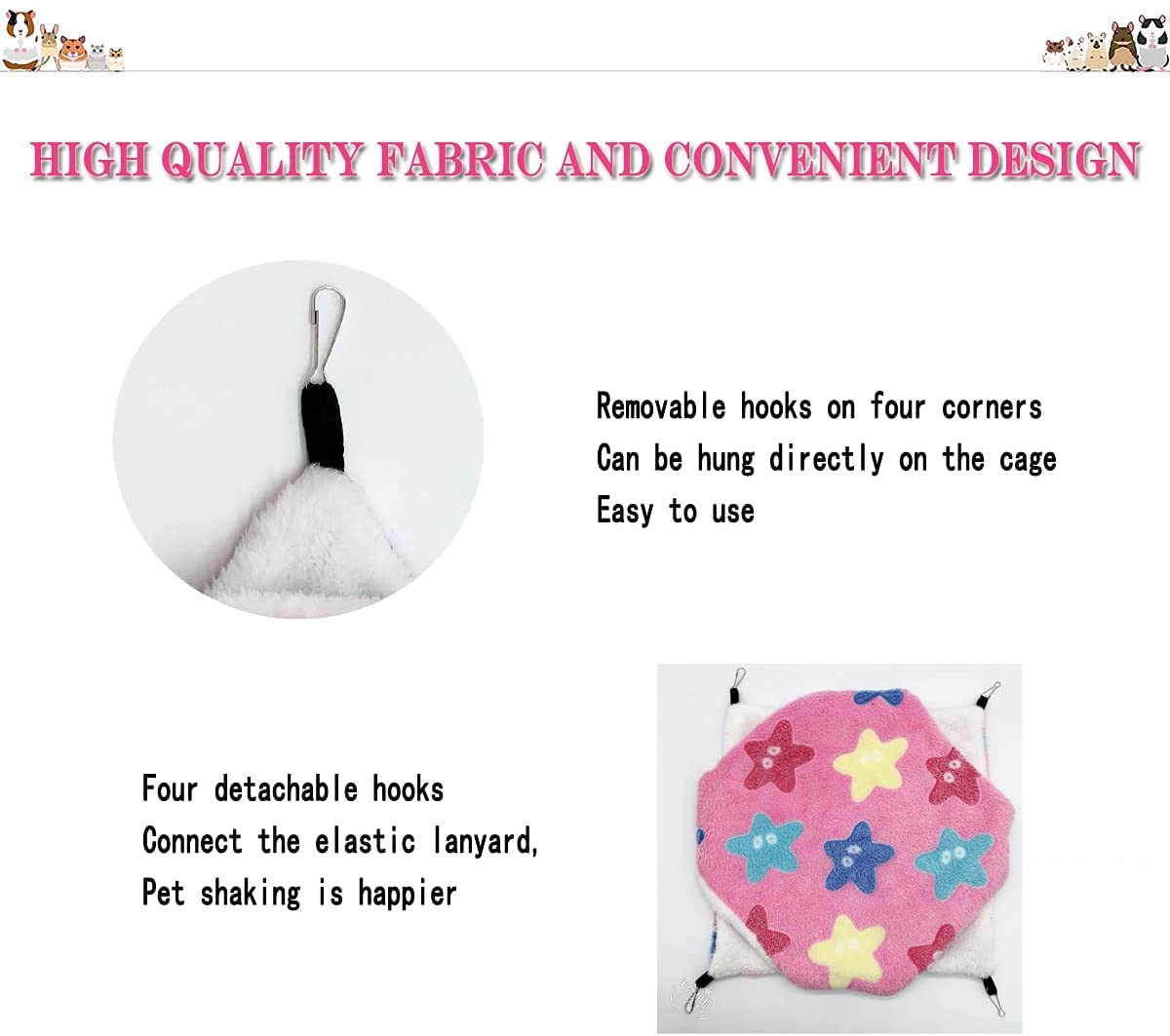 Hamaca Colgante de Animales pequeños, Cama oscilante para Mascotas, Hamaca de Doble Capa para Mascotas para hurón, Rata y Otros Animales pequeños, Morado - 5