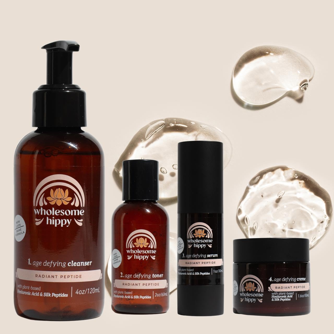 Wholesome Hippy Age-Defying Skincare Bundle – Cleanser, Toner, Serum & Cream