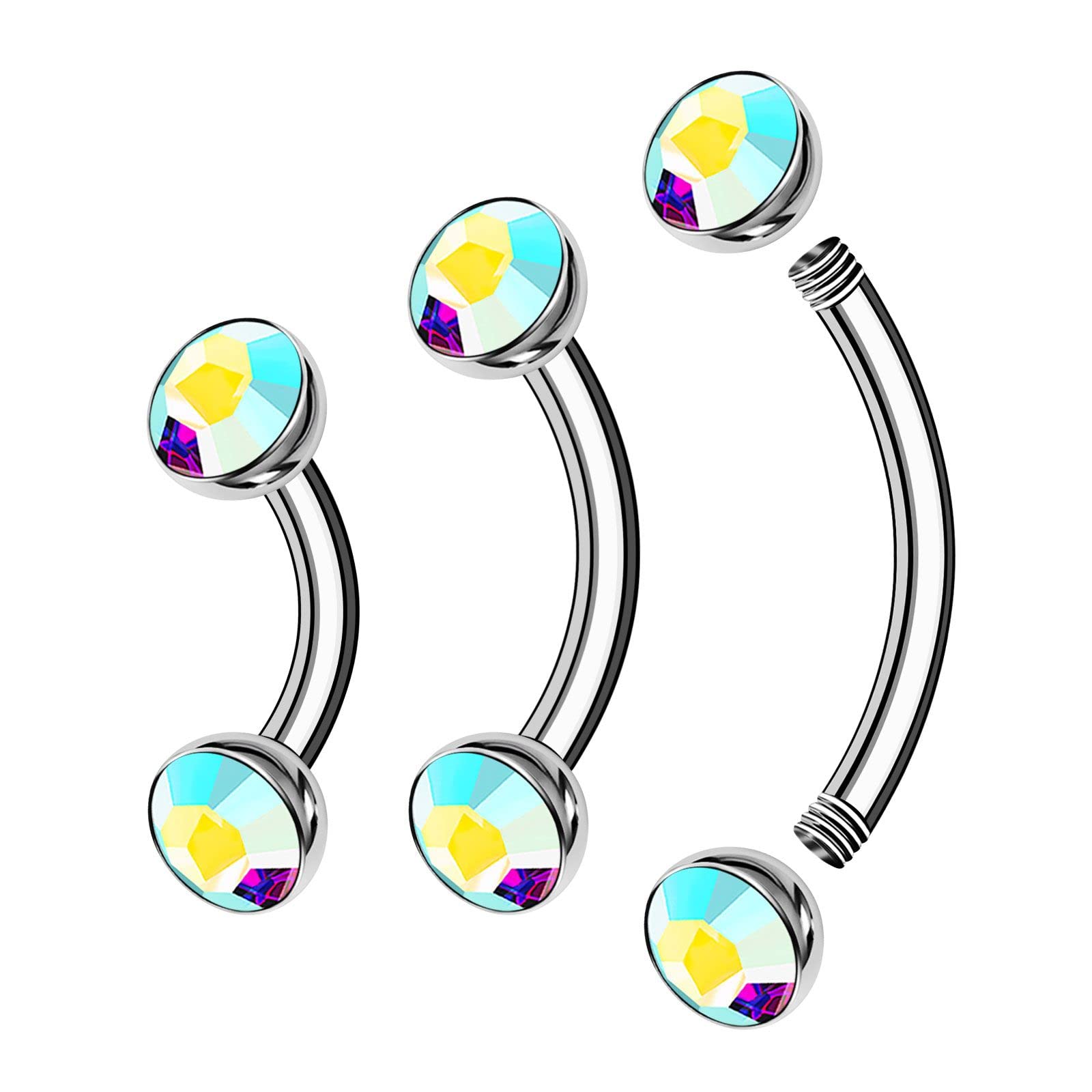 Piercing Nombril Acier Inoxydable Piercing Nombril LAURITAMI - Acier 316L - 14G 6mm - Lot De 3 - Papillon Ventre Bijou Ventre Papillon