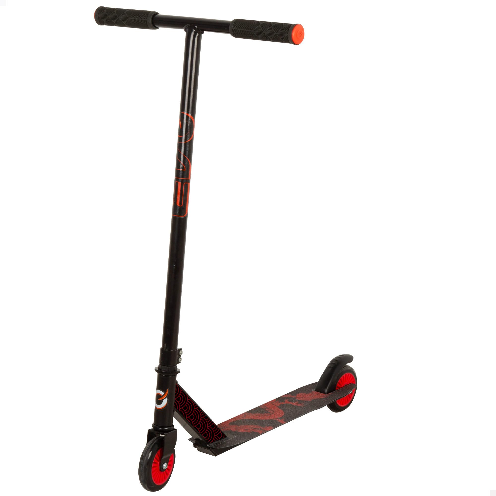 ColorBaby EVO Patinete Infantil 2 Ruedas, Negro y Rojo, Freno Trasero, ABEC-7, Base Antideslizante, Tamaño 62x45x79 cm, Peso máx. 100 kg, Juguetes niños 6 años, Patinetes Infantiles (54345)