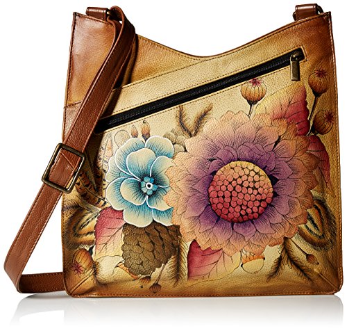 Image of Anna by Anuschka Women's Women's Original Genuine Leather Hand-painted V Top Large Crossbody - Leather Handbag for Women