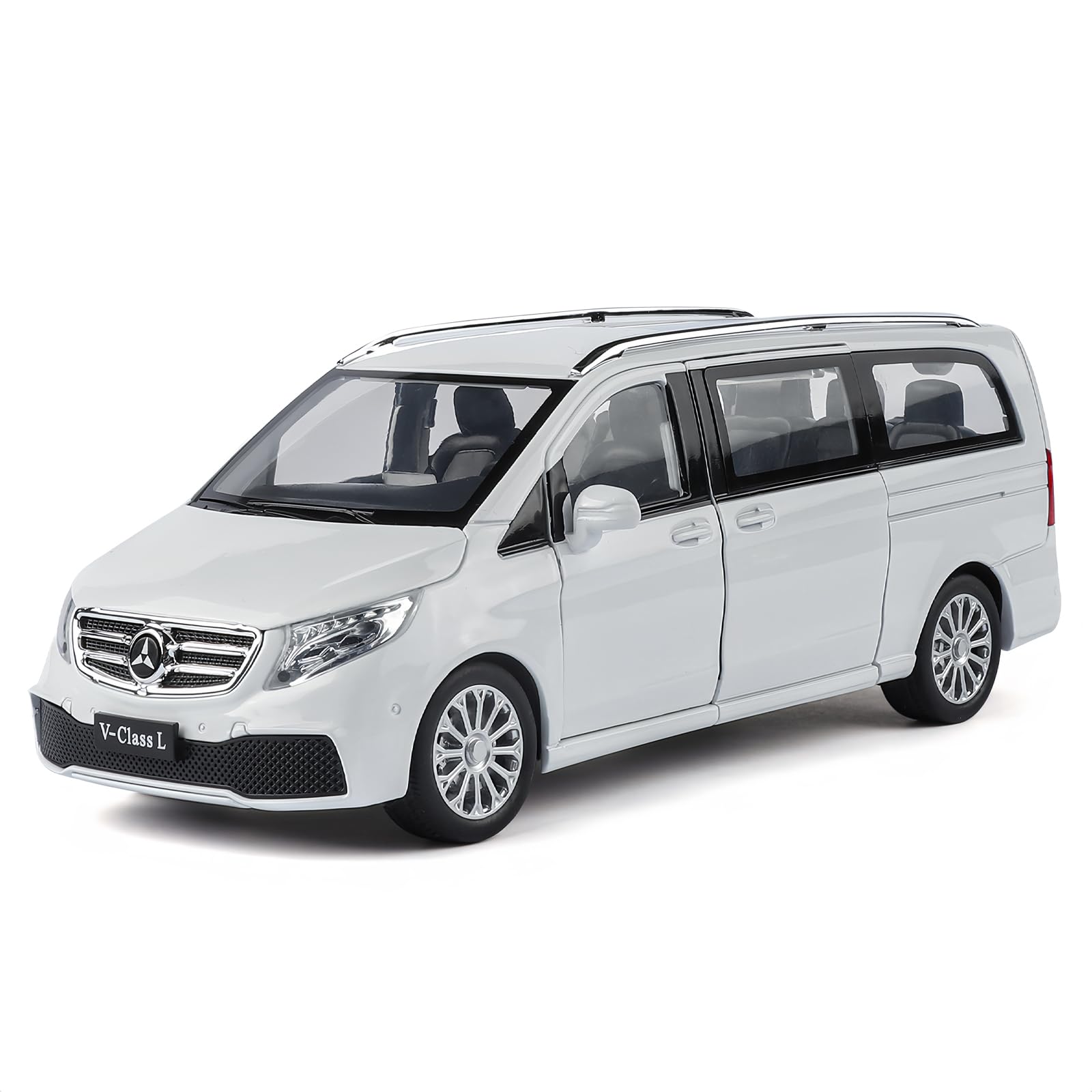 TGRCM-CZ Modellino di auto Benz V260L 1/24, in lega di zinco, con suono e luce, per collezionisti e bambini di 3 anni, regalo di compleanno (bianco)