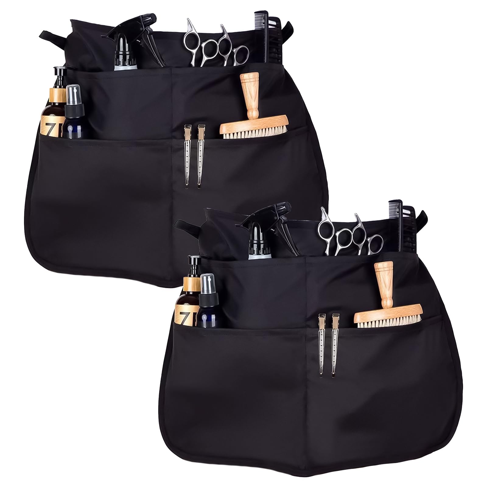 Excellaelite Black 2Pcs Apron, Dustproof Waist Apron Anti-Fouling Anti-Dirt Suitable For Kitchen Restaurant Work Waitress Chef Waiter Cooking Baking