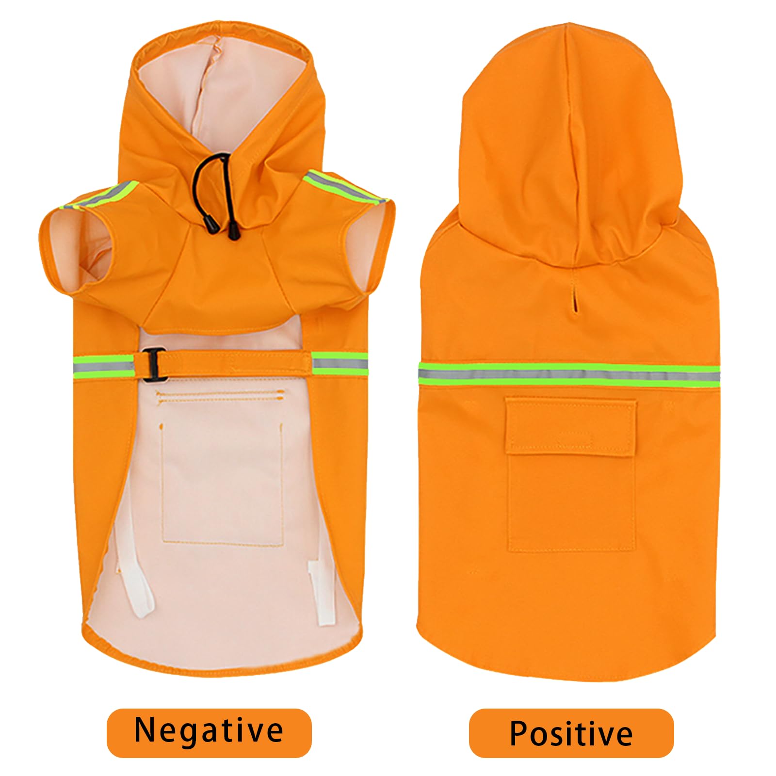 BWBIKE Waterproof Dog Raincoat Adjustable Pet Rainproof Clothes Lightweight Dog Rain Jacket Poncho Hoodies with Strip Reflective for Small Medium Large Dogs Orange - Image 2