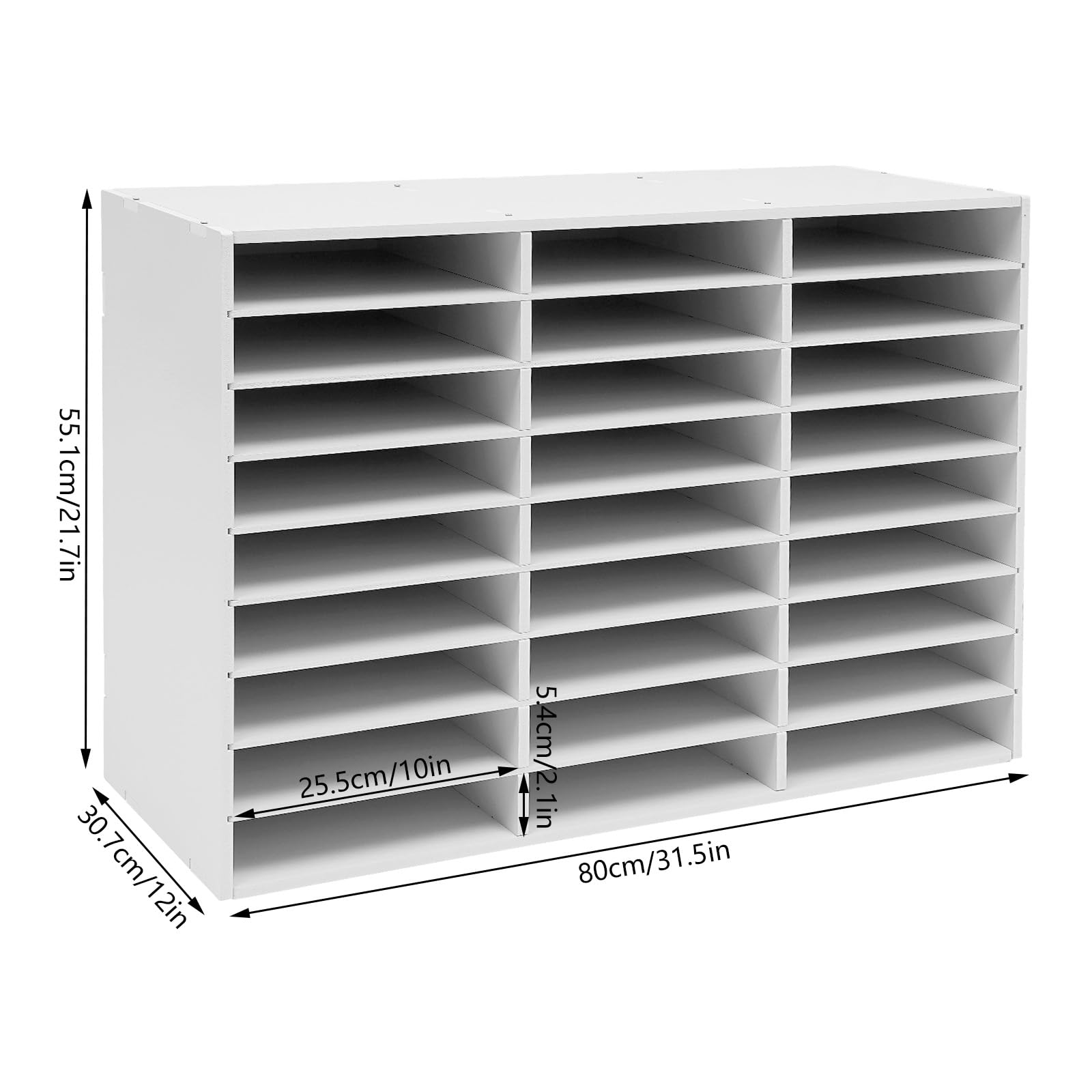 PVC Literatur Organizer Dokumentenablage Mit 27 Fächern 80 * 30.7 * 55.1cm Aktensortierer Briefablage Dokumentenlager 50kg Tragfähigkeit Weiß Aufbewahrung Für Büro Klassenzimmer