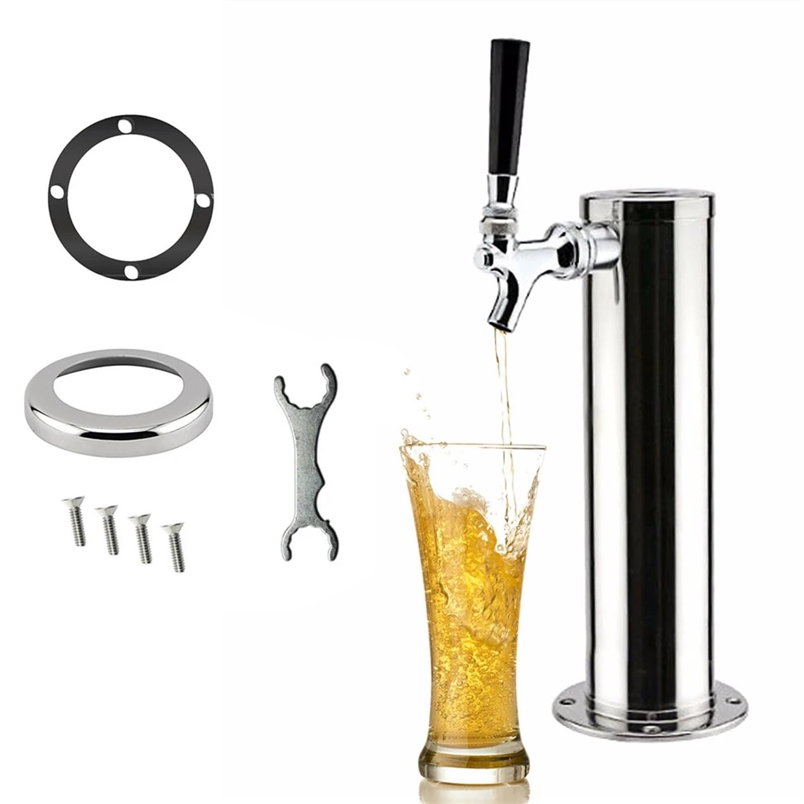 Rubinetto Singolo Rubinetto a Testa Singola Colonna for Vino Acciaio Cromato Birra alla Spina Bar Domestico per