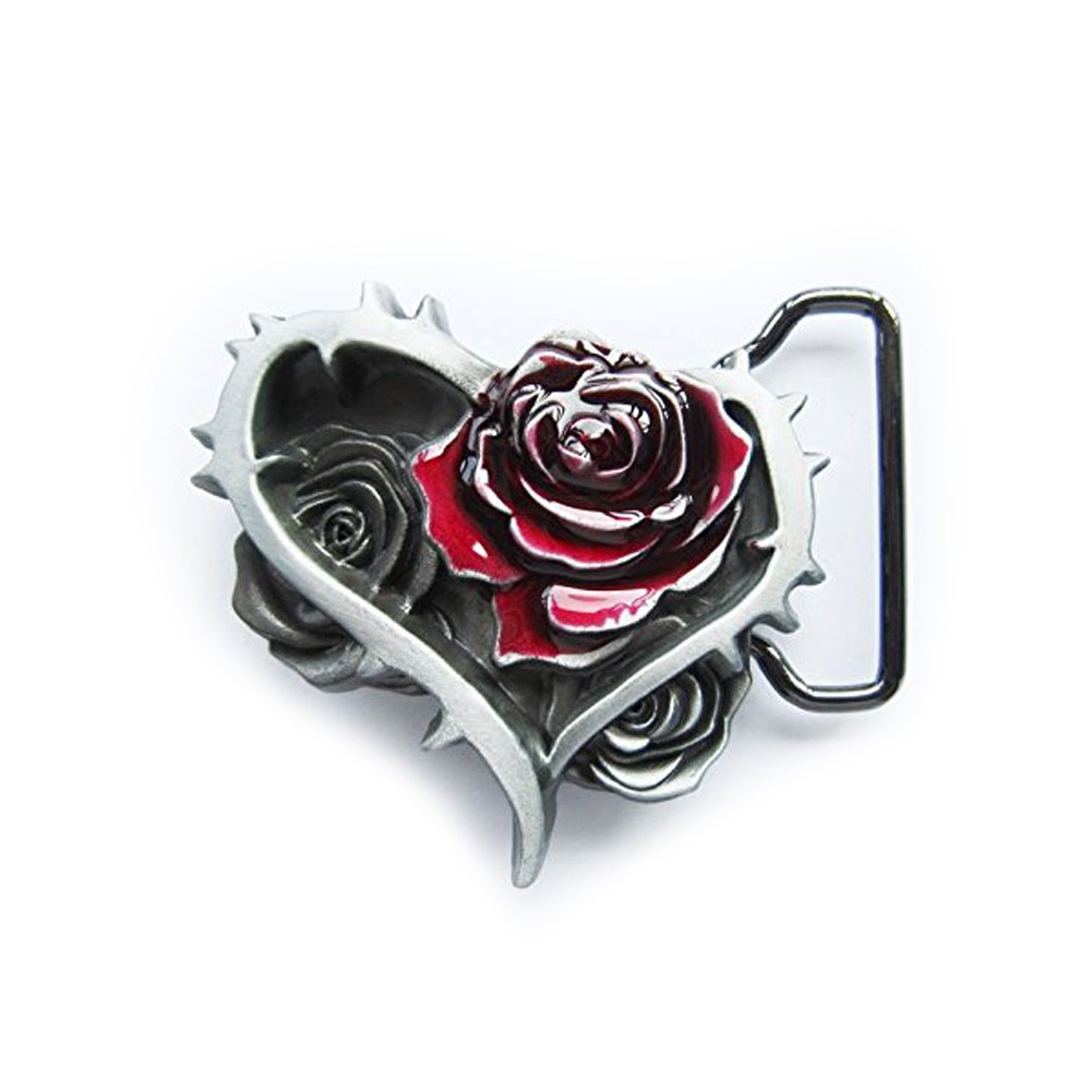 Hebilla de cinturón diseño motero de rosas para conciertos y eventos rock 2
