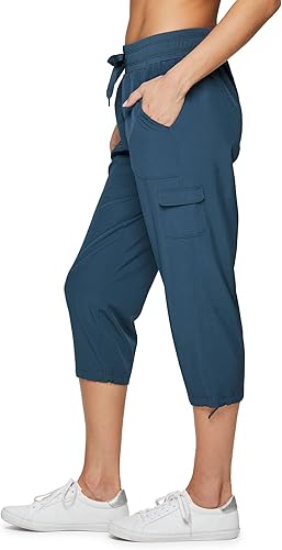 Miniatura 9 de RBX - Pantalón capri deportivo con cordónligero con bolsillos y estilo cargo para mujer