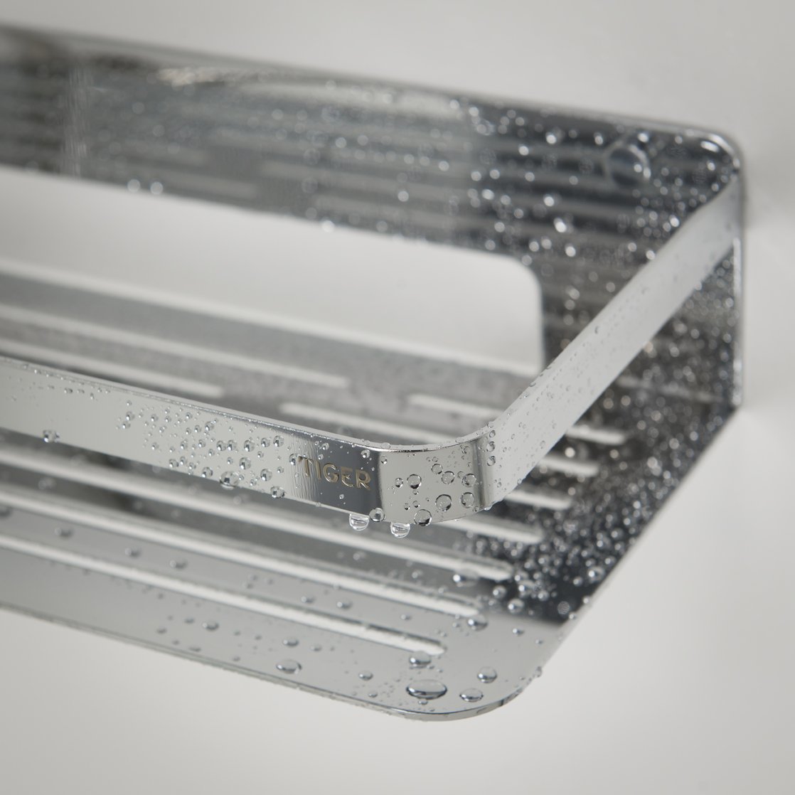 Tiger Caddy Duschkorb Rechteck groß, Duschablage aus Edelstahl, Duschregal mit viel Platz für Duschgel und Shampoo, Edelstahl, Oberfläche: Chrom