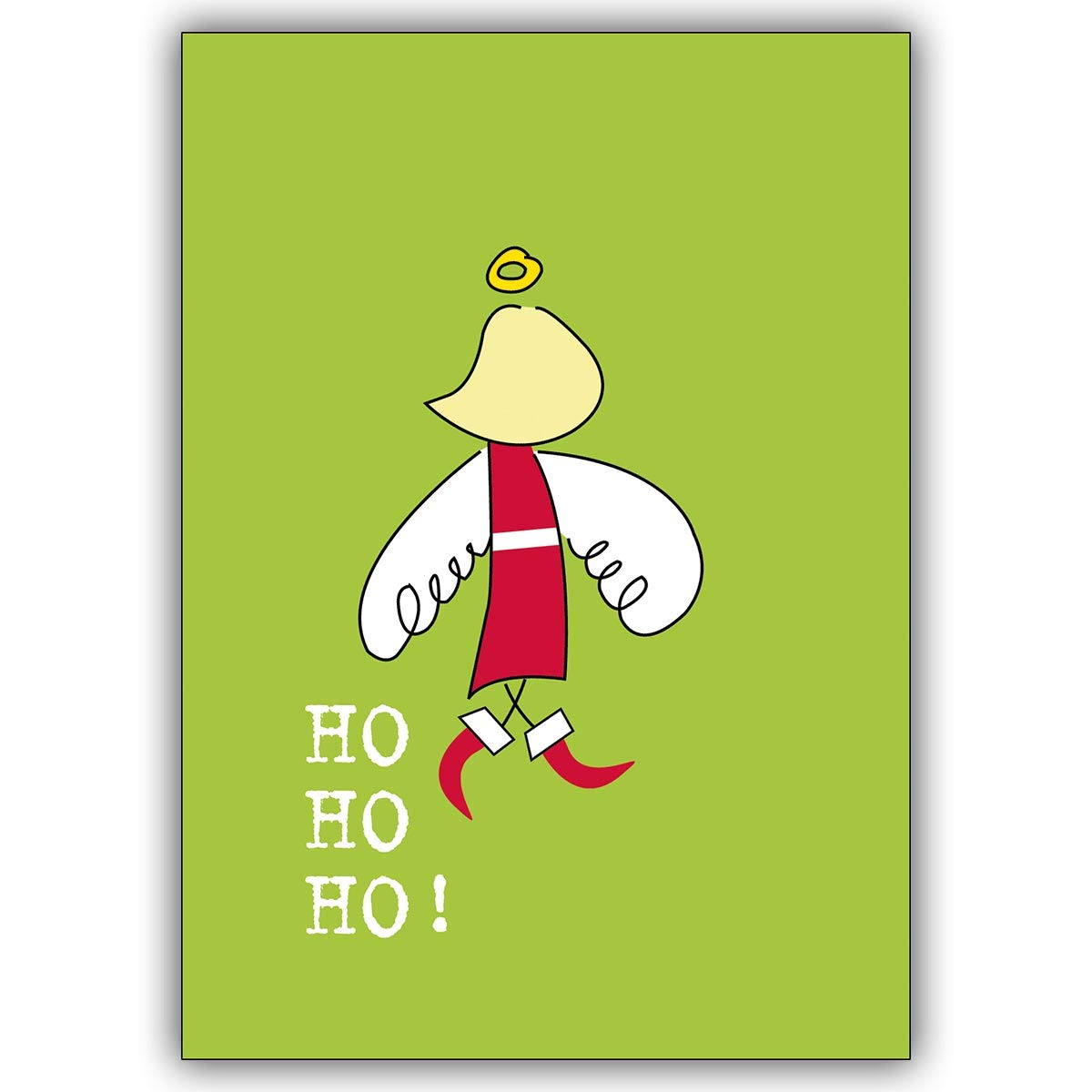 20er Set Lustige Weihnachtskarten als schönste Weihnachtsgrüße mit Weihnachtsengel als Nikolaus, innen Ihr Text (Var4) Weihnachtspost geschäftlich und privat: Ho Ho Ho