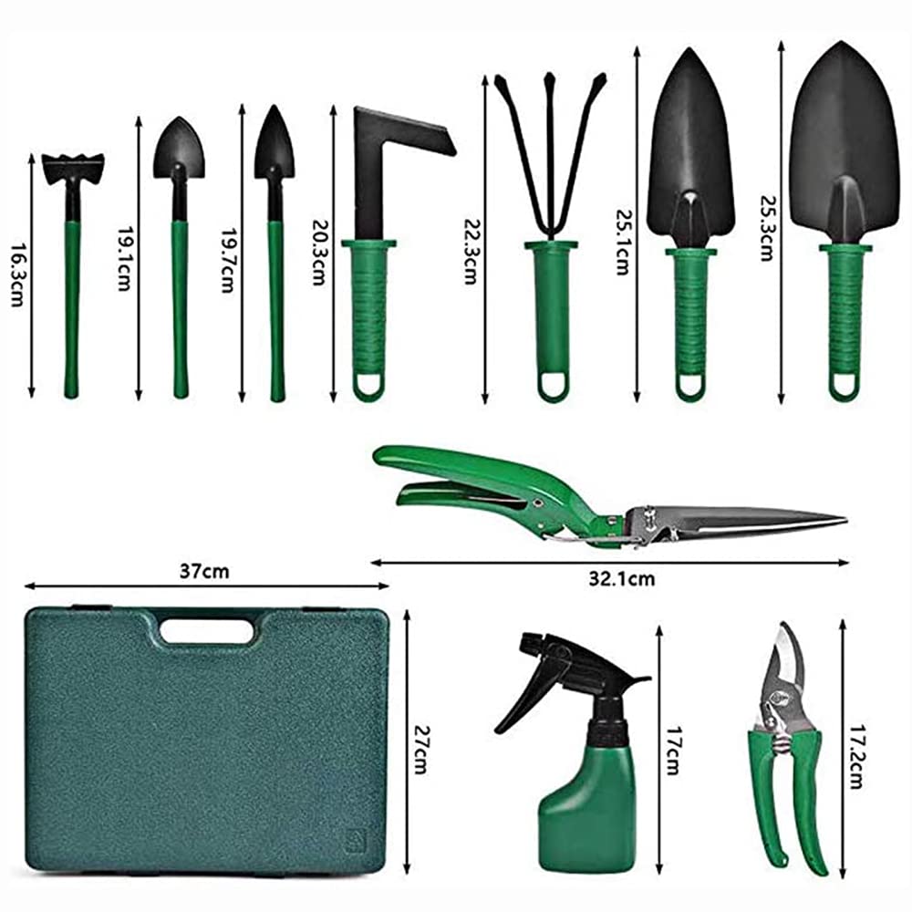 ZXCVB Set di Attrezzi da Giardino,Kit Giardinaggio,per Giardinaggio Resistente Impugnatura Ergonomica,Set di 10 Attrezzi da Giardino,per Donne/Uomini/giardinieri/Lavoro Genitore-Figlio