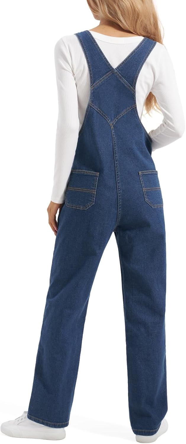 HISEA Stretchy Denim Overalls for Women, Womens Jean Bib Overall with Loose Fit, Ladies Straight Relaxed Overalls for Work - Image 3