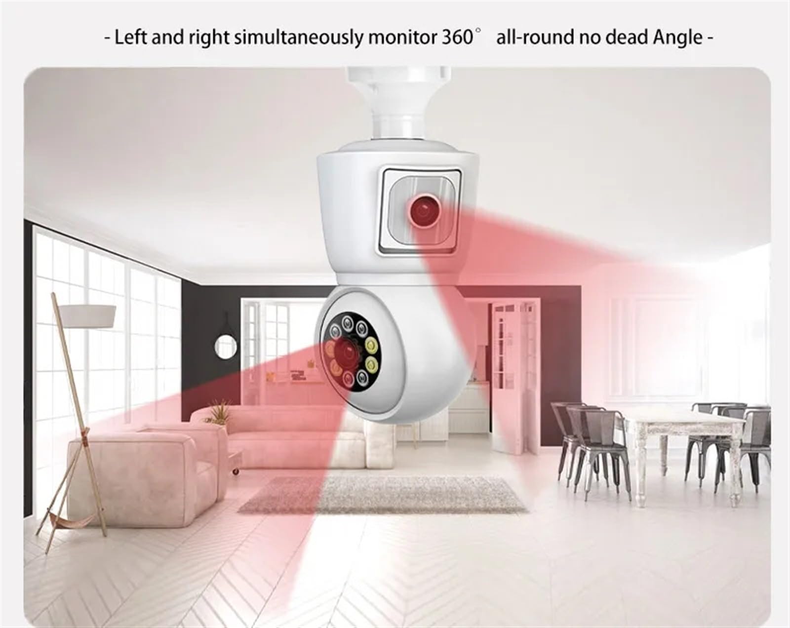 Kits de surveillance DVR, MP E27 double lentille ampoule caméra APP 1080p vision nocturne PTZ caméra de suivi humain moniteur de sécurité CCTV conversation bidirectionnelle, surveillance extérieure