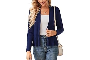 Women's Casual Draped Open Front Cropped Cardigan Sweater