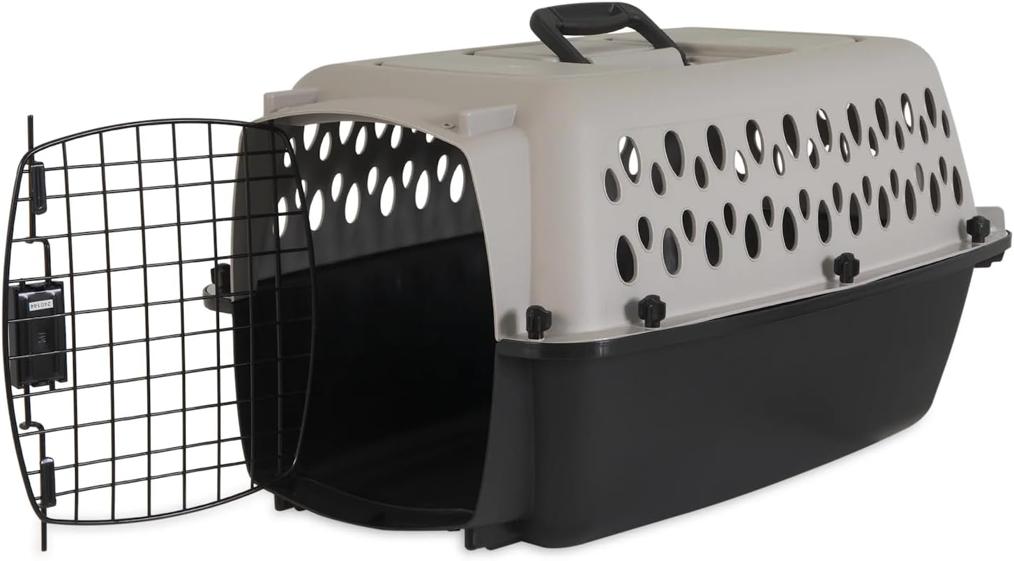 Portable Airline-Approved Dog Crate for Small Dogs & Cats - Durable Plastic & Steel Travel Kennel, 23" L x 15.2" W x 11.8" H, Ventilated & Secure