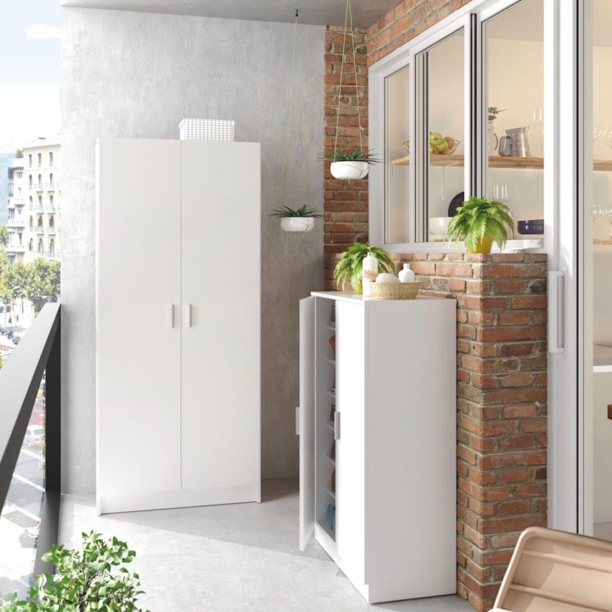 Trentiner Armadio portascope con 2 ante e 2 ripiani regolabili in altezza e estraibili salvaspazio H: 108 cm L: 55 cm rovere | Creta