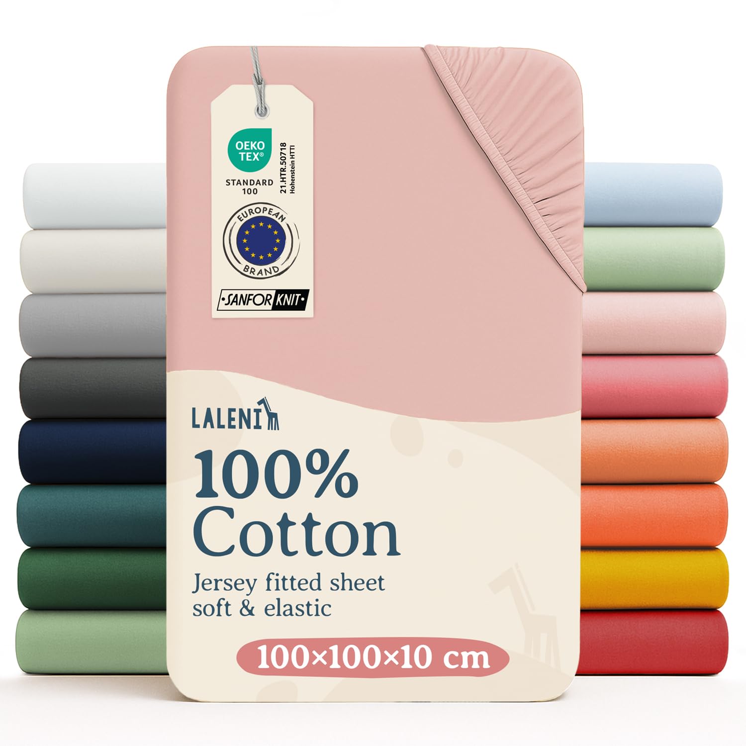 Laleni Cot Bed Sheets 100 x 100 cm, Oeko-Tex Certified Soft 135 g/m² Cotton Travel Cot Sheets, Rose