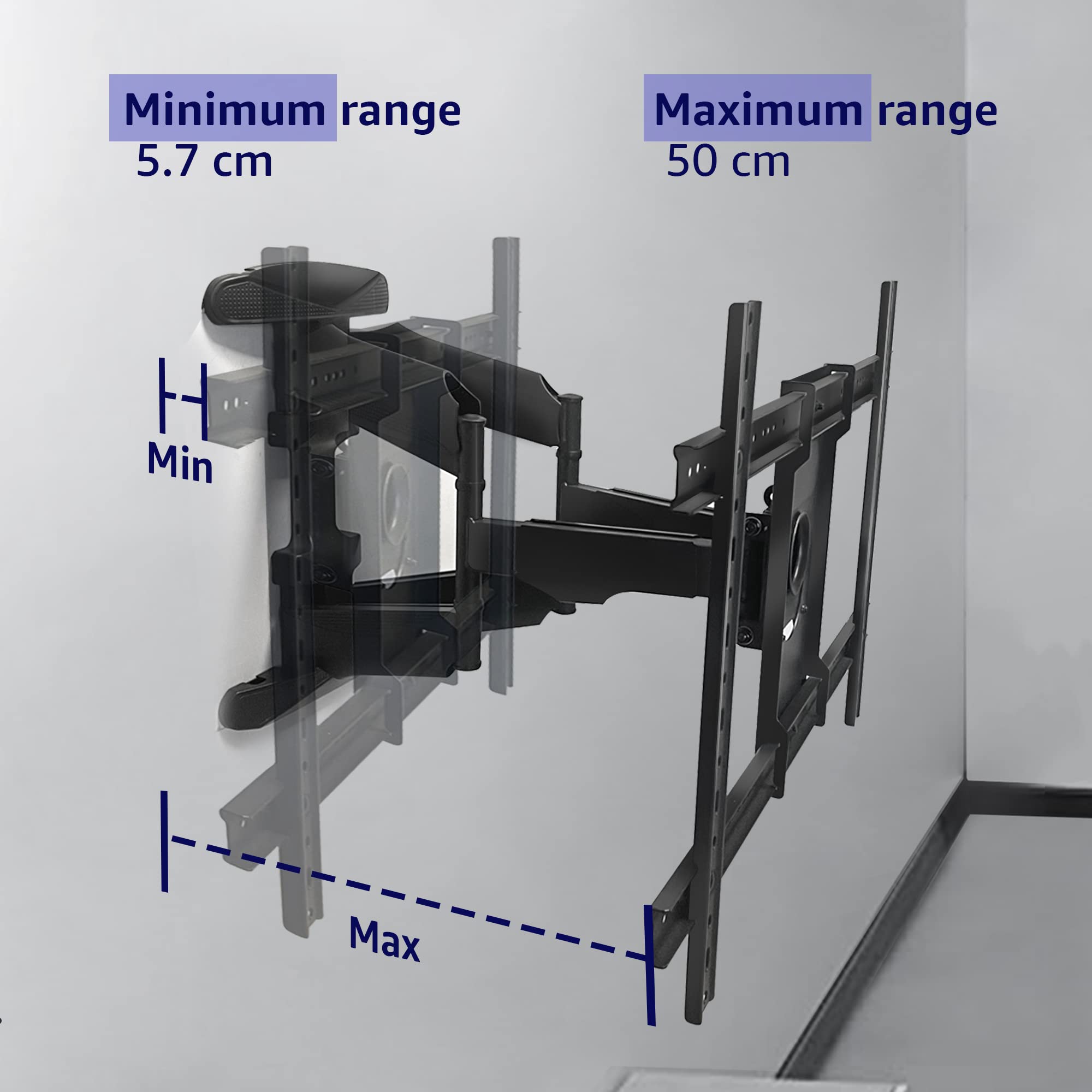 Venton Regulowany, pochylany i wychylny uchwyt ścienny do telewizorów VESA 400 x 600 maks. (32''-75'') - maks. 50 kg uchwyt do telewizorów zakrzywionych, płaskich i monitorów - uchwyt na telewizor, pochylanie, wychylanie