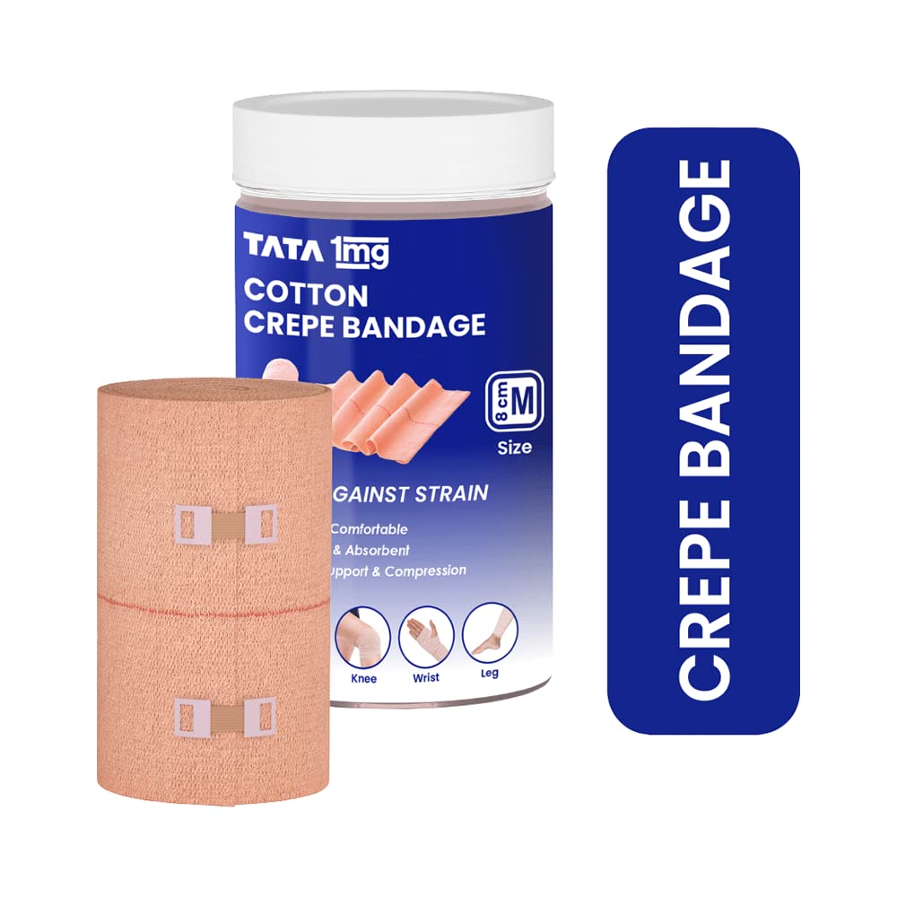 Tata 1mg Cotton Crepe Bandage Relieves Muscle Pain And Joint Strain For Unisex (Pack Of 8 CM) (B0BR17RVXW) Amazon Price History, Amazon Price Tracker