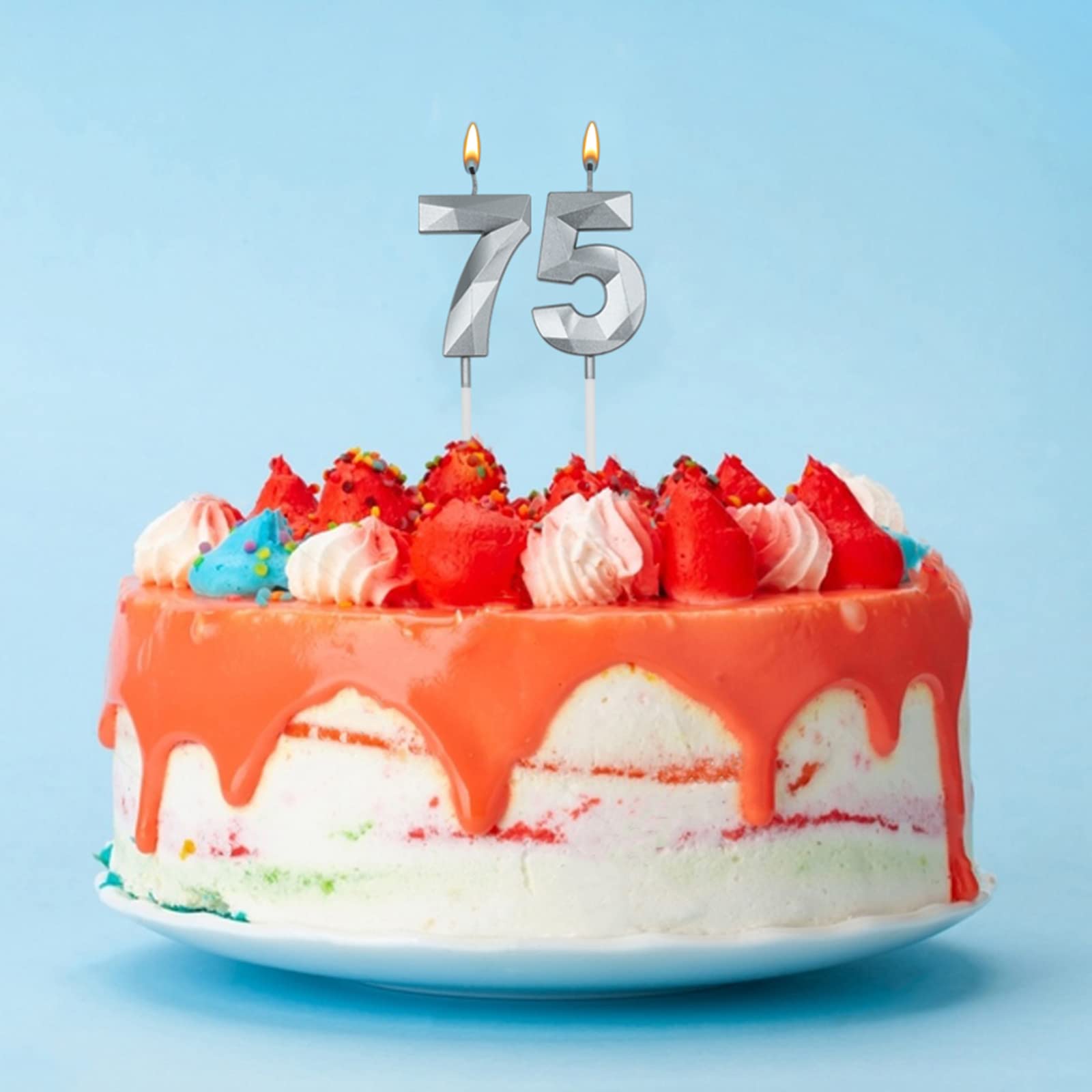 Velas de cumpleaños número 20 para tarta, número 20 plateado en forma de diamante, decoración de cumpleaños, suministros de fiesta para niñas, niños, mujeres u hombres