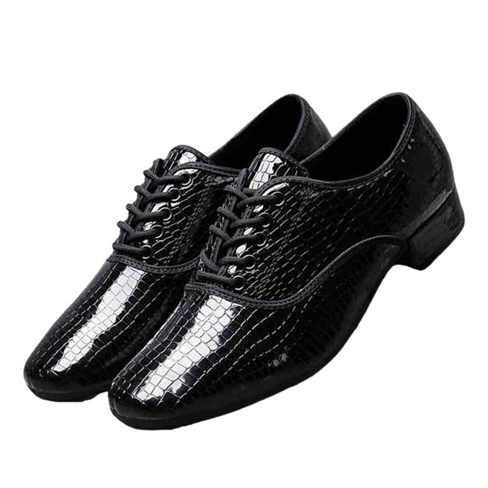 Viaoragiosa Men's Black B Dance Shoes For Latin Performance Practice Dance Shoes,Salsa Latin Tango Practice Shoe For ,Leather,Lace Up,Full Sole,Salsa Tango Waltz Ballroom
