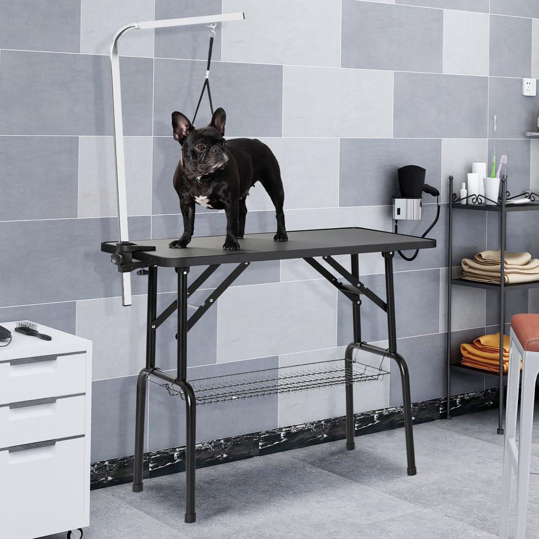 【美品✨️】折りたたみ トリミングテーブル ブラック トリミングテーブル トリミング用品 トリミング台 ブラック