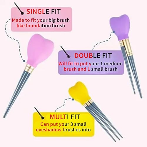 Miniatura 4 de Paquete de 15 brochas de maquillaje reutilizables, fundas de silicona, protector de cepillo cosmético, juego de brochas para sombra de ojos,