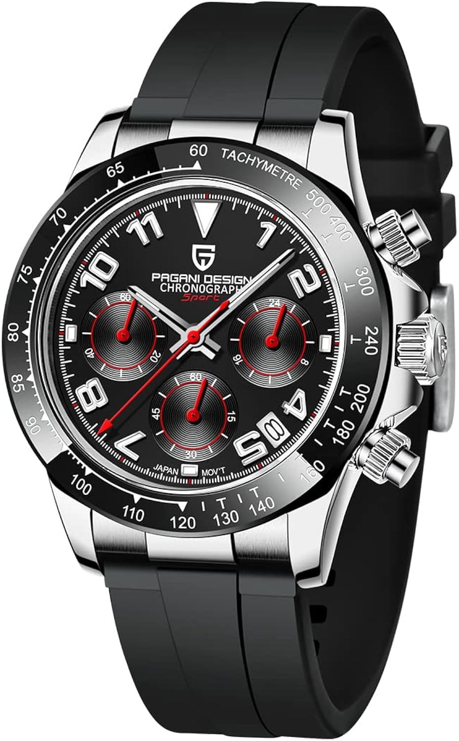 PAGANI DESIGN Orologio al quarzo da uomo in gomma zaffiro resistente allacqua Cronografo Calendario automatico Reloj Hombre 1687 PAGANI DESIGN Orologio al quarzo da uomo in gomma zaffiro resistente allacqua Cronografo Calendario automatico Reloj Hombre 1687