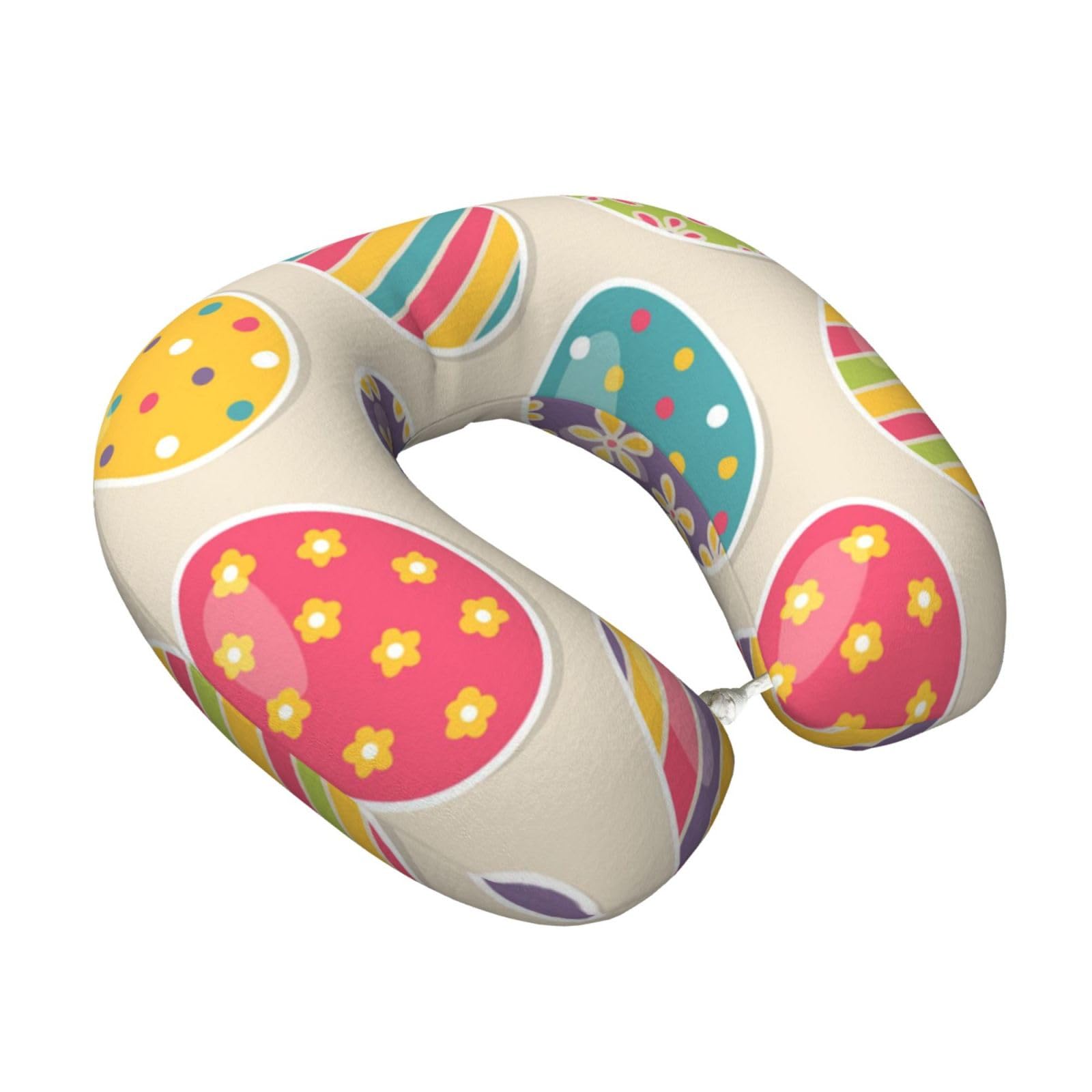 LKYMOH Easter Eggs (2), Travel Neck Pillow U-Shaped Memory Neck Support Soft Comfortable With Washable Cover For Airplane Car Traveling and Office