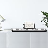 Vista 2 de Piano de teclado de 61 teclas, teclado eléctrico semiponderado portátil para principiantes/profesionales, con fuente de alimentación, altavoces