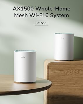 Cudy Dual Band AX1500 WiFi 6 Mesh Wi-Fi System, Replaces Routers and Extenders, Covers up to 2500 sq.ft., 3 Gigabit Ports per Unit, Supports Ethernet Backhaul, M1500 3-Pack