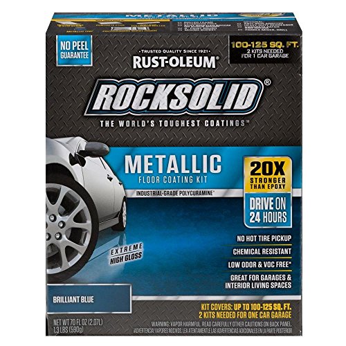Rust-Oleum RockSolid Brilliant Blue Metallic Garage Floor Kit | 25X Stronger Than Epoxy, 100-125 sq ft Rust-Oleum RockSolid Brilliant Blue Metallic Garage Floor Kit | 25X Stronger Than Epoxy, 100-125 sq ft