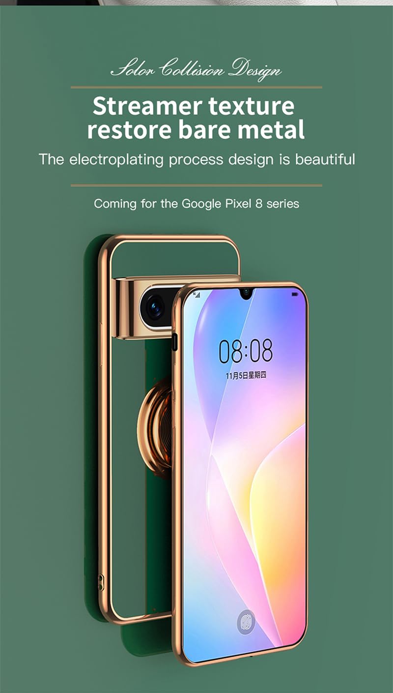 XINYEXIN Cover per Google Pixel 6a con Anello Supporto Ruota 360 Gradi, Moda Morbido TPU Silicone Case Antiurto Custodia per Google Pixel 6a - Rosa
