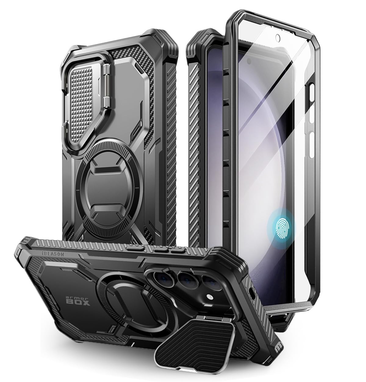 i-Blason for Samsung Galaxy S24 Case with Camera Cover Stand, [Compatible with MagSafe] [Built-in Screen Protector], Anti-Fall Magnetic Phone Case for Samsung Galaxy S24 6.2"