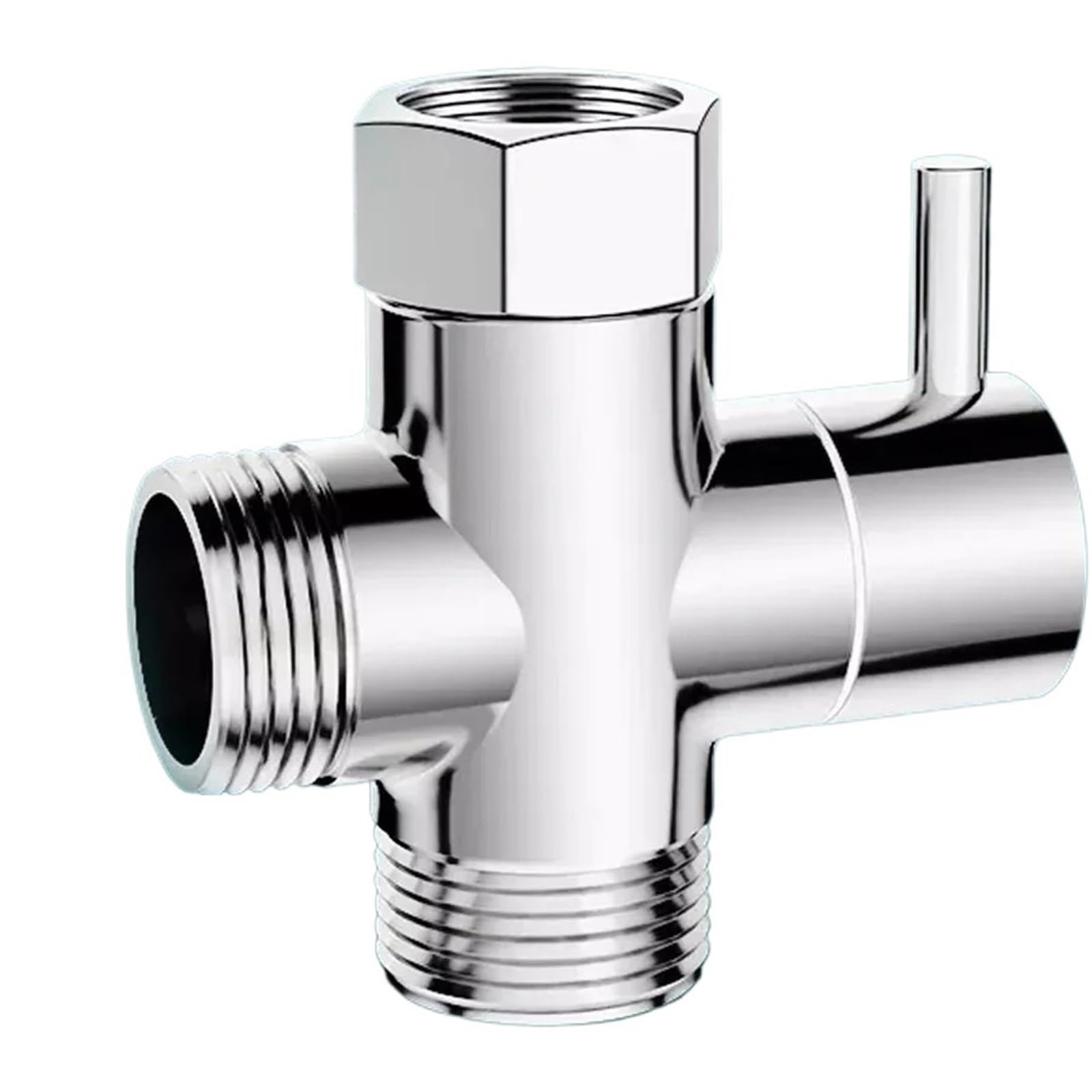 Yilwpv Silver 2 Pcs Chrome Bathroom Toilet Bidet G1/2" T-Adapter Shower Diverter Valve Faucet Tee Connector For Bathroom
