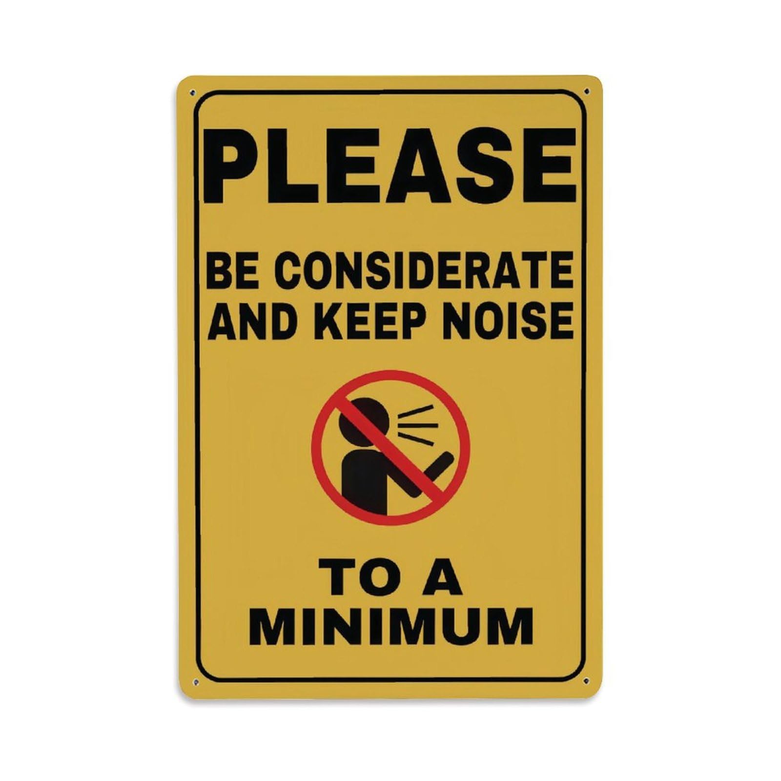 Please Keep Noise To Minimum Quiet Area Warning Vertical Sign Vintage Aluminium Metal Sign, Retro Wall Decor for Home, Bar, Garage & Farmhouse 30x20cm