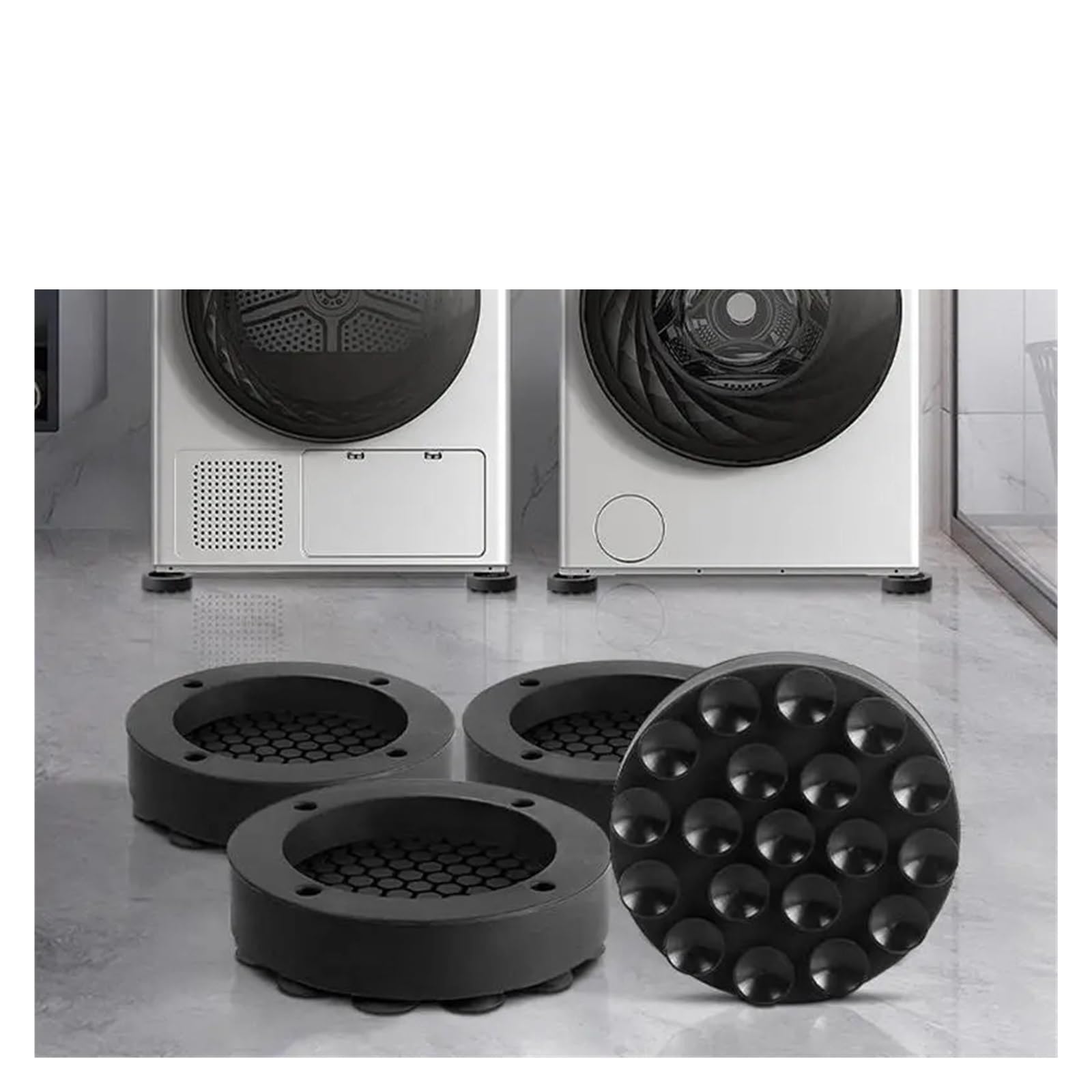 Almohadilla Universal Antivibración For Pies, Almohadilla De Goma For Pies For Lavadora, Base De Elevación, Alfombrilla For Pies, Refrigerador Silencioso, 4-32 Uds.(8pcs Black)
