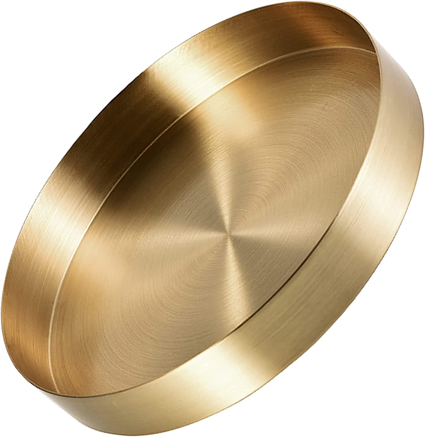 Rundes Tablett aus Edelstahl Serviertablett Goldfarben Dekorative Tablett Schmuck- und Make-up-Organizer/Kerzenteller Gold (22CM)