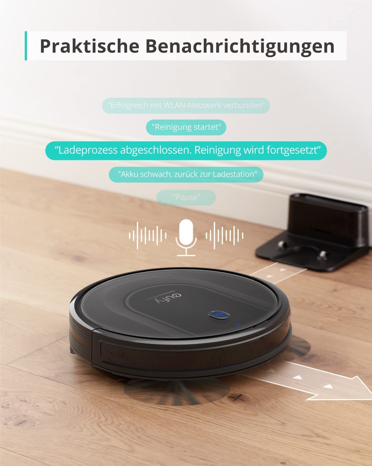 eufy Saugroboter mit Wischfunktion, RoboVac G10 Hybrid, Smart Dynamic Navigation, 2-in-1 Sauger & Wischmopp Roboterstaubsauger, 2000Pa Saugkraft, Selbstaufladend(Schwarz)(Generalüberholt)