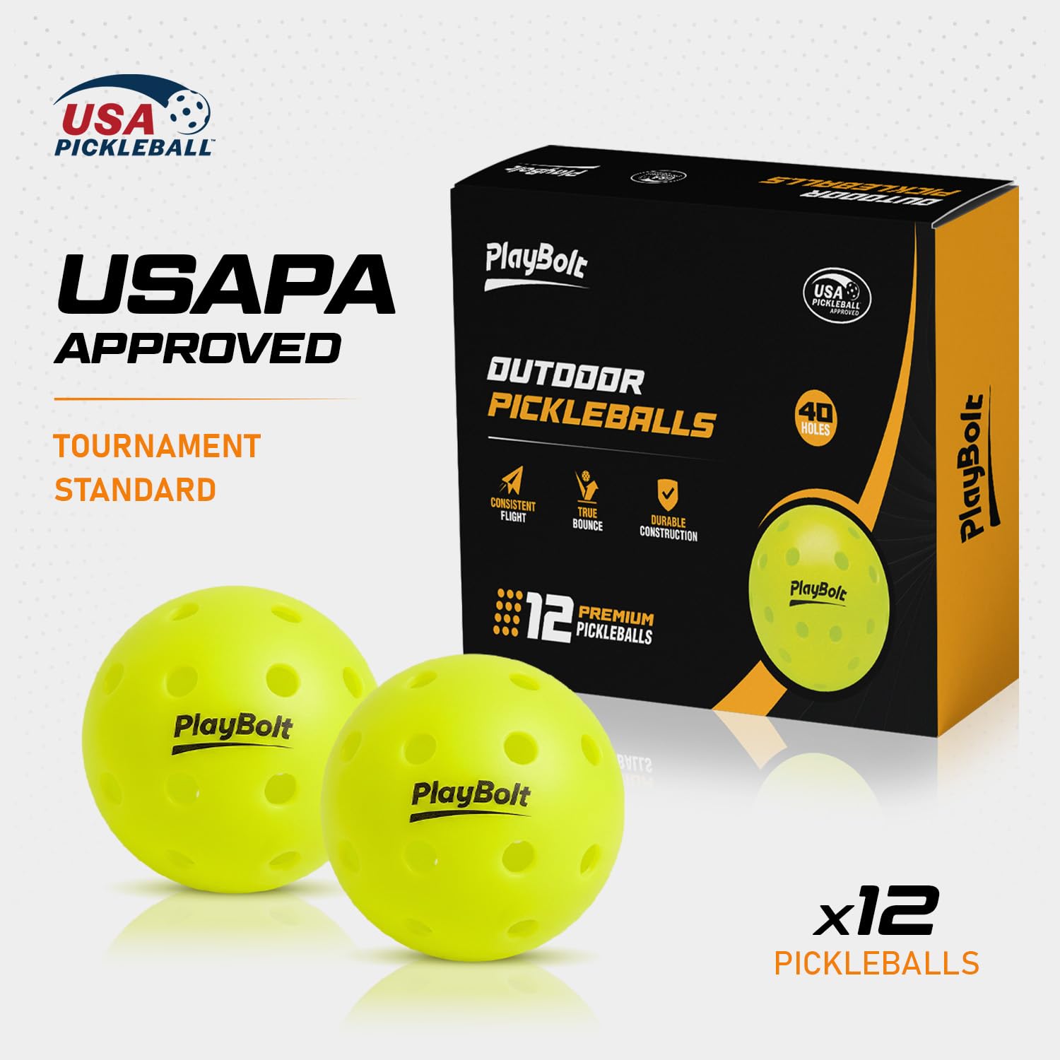 PlayBolt Outdoor Pickleball Bälle, Premium Pickle Ball Set, USAPA genehmigt